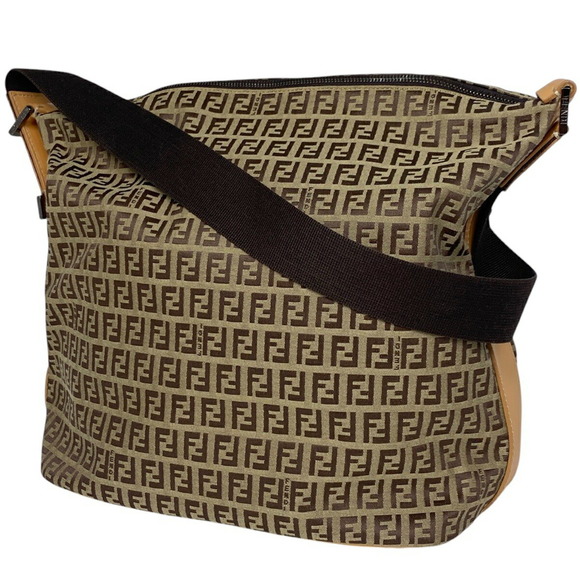 Fendi Brown Bag Canvas Shoulder Zucchino - Picture 1 of 6